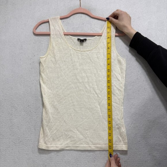 Lafayette 148 New York Tank Top Womens Small White 100% Linen Knit Sleeveless - Picture 5 of 8